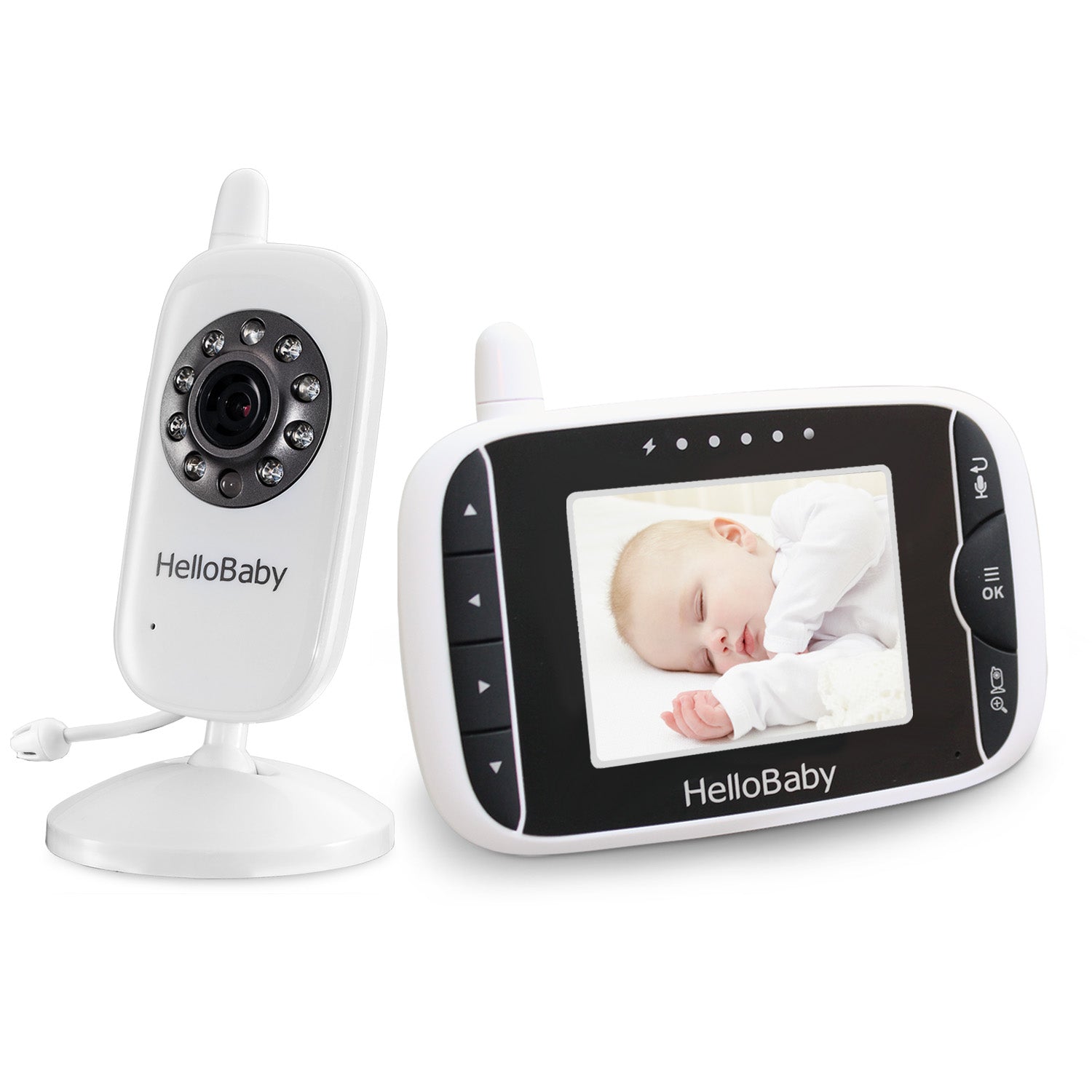 HelloBaby Babyphone Caméra Moniteur vidéo pour bébé avec caméra et Audio,  12,7 cm (5 ) écran LCD Couleur Caméra de Vision Nocturne Infrarouge Mode