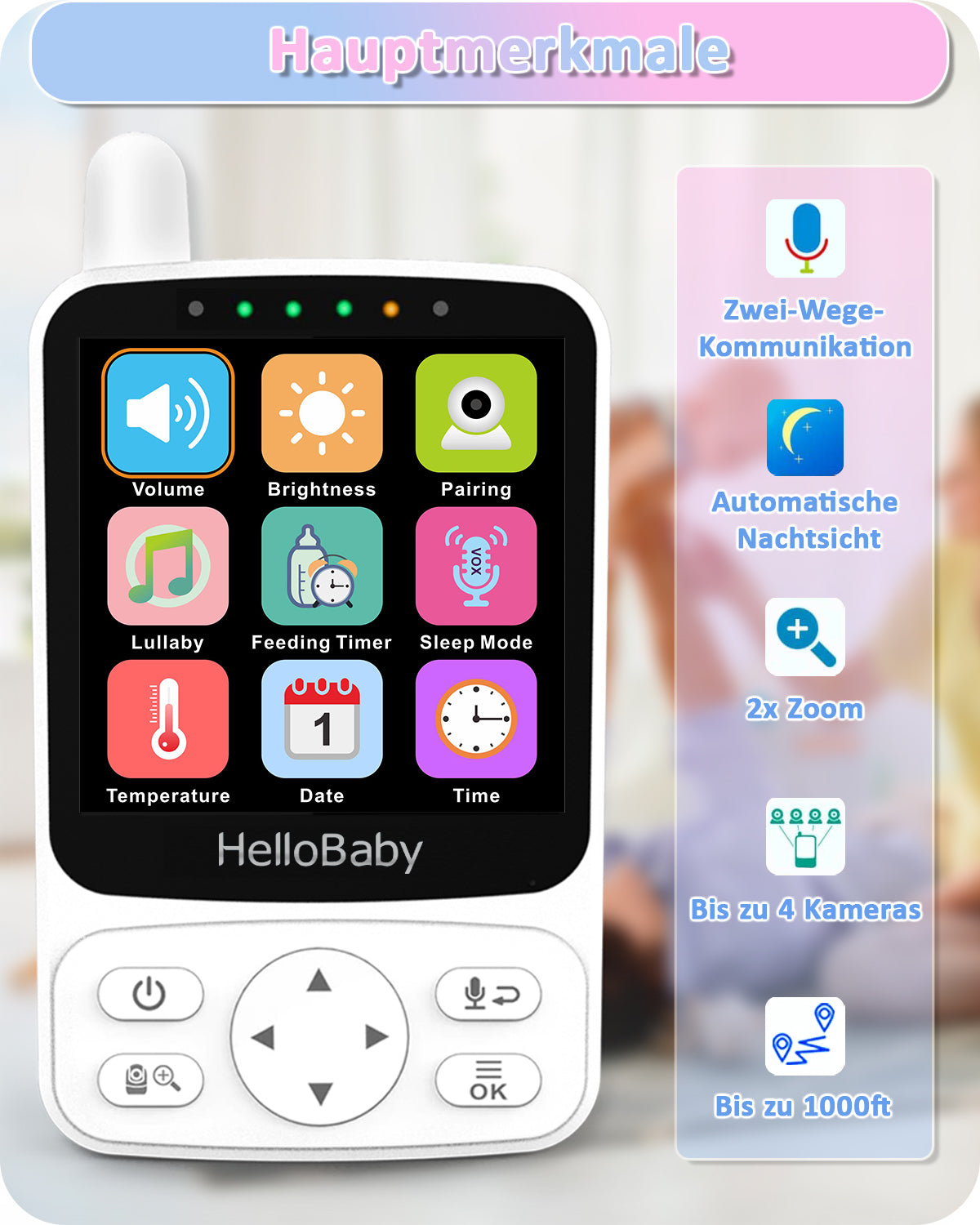 Hellobaby Baby Monitor Con 20 Horas De Duración De La Bat