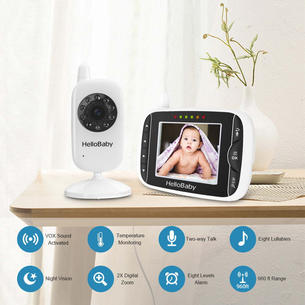 Babyphone HelloBaby HB66 avec caméra - Mobile à distance - Vision nocturne  - Fonction